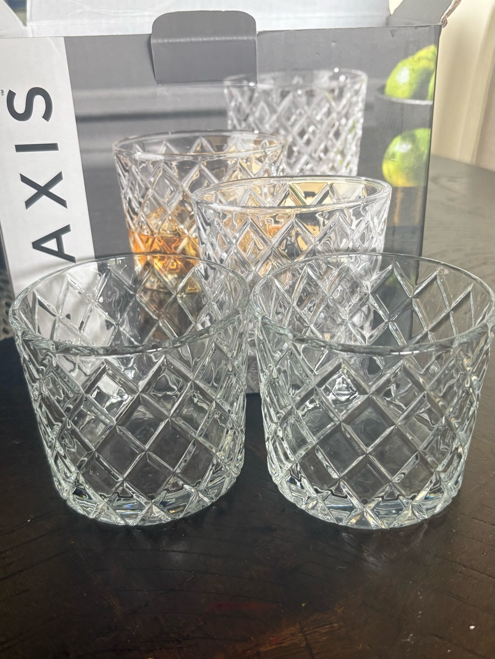 Aaxis Clear Textured Old Fashioned Glasses - Set of 4
